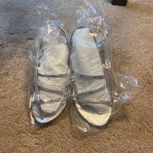 Talbots silver heeled strap sandals